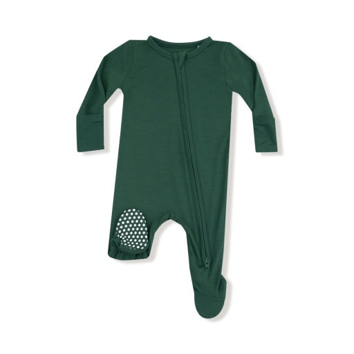 Angel Dear Basics Hunter Green 2-Way Zipper Footie