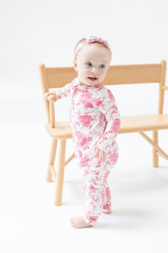 Angel Dear Vintage Pink Roses 2-Way Zipper Romper