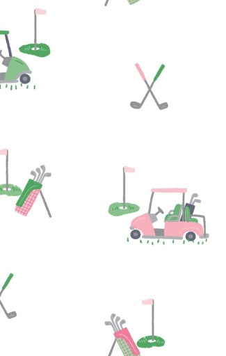 Angel Dear Baby Golf Carts Pink L/S Loungewear Set