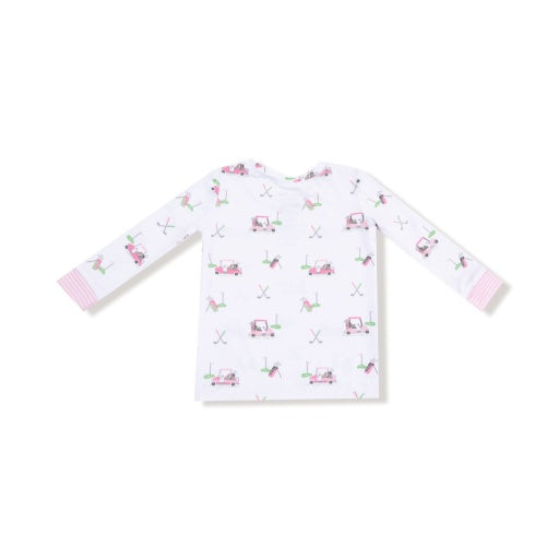 Angel Dear Baby Golf Carts Pink L/S Loungewear Set