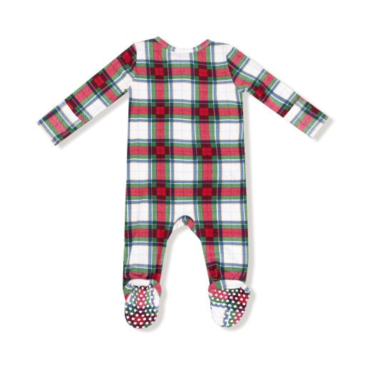 Holiday Plaid 2-Way Zipper Footie by Angel Dear