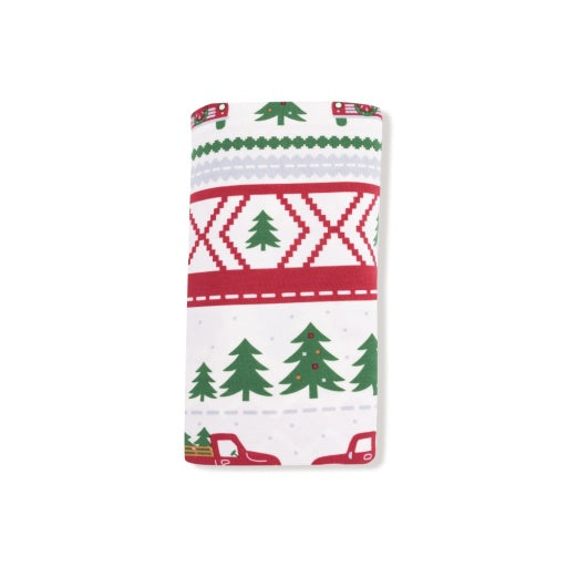 Angel Dear Red Truck Fair Isle Swaddle Blanket