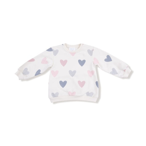 Angel Dear Hearts -French Terry Puffy Long Sleeve Oversized Sweatshirt + Legging