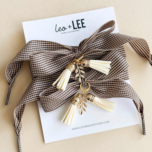 Shoe Charm + Lace Set – Brown Gingham by Leo + Lee