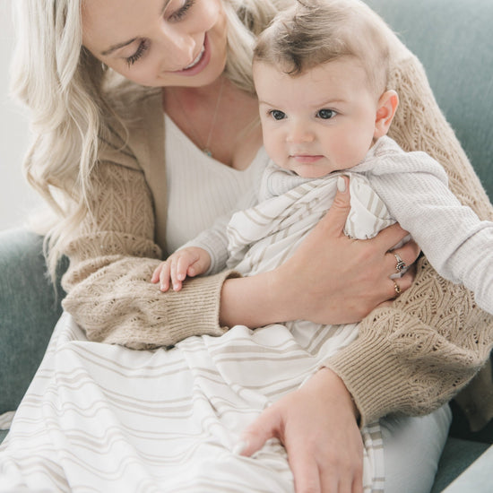 Stretchy Swaddle - Taupe Stripe by Saranoni