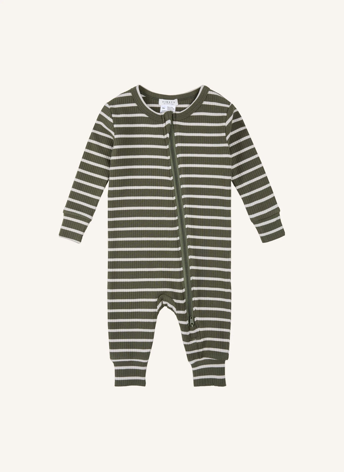 Farm Green Striped Modal Rib Sleeper by Petit Lem