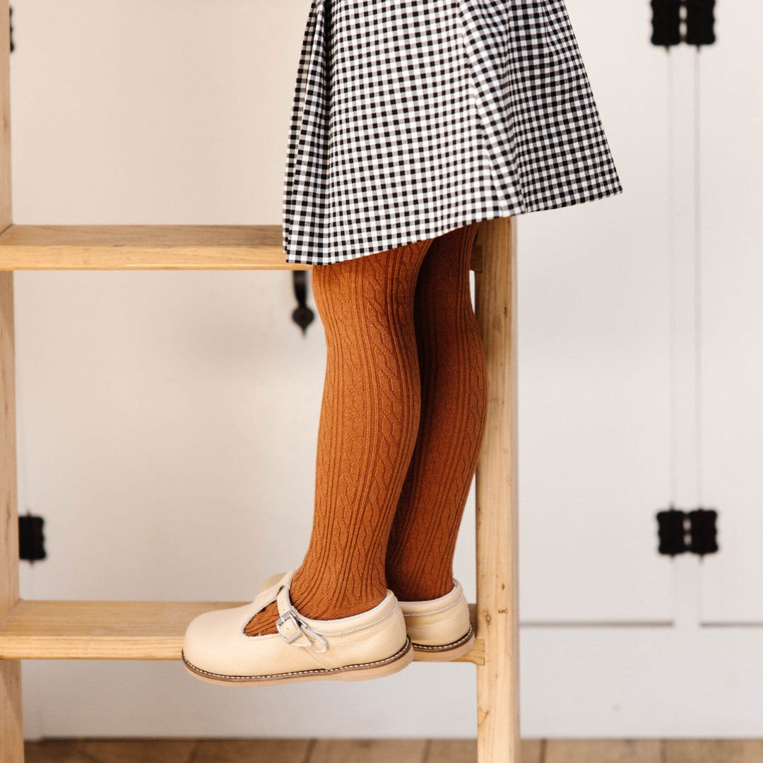 Sugar Almond Cable Knit Tights by Little Stocking Co.