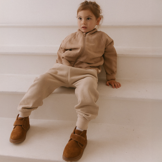 Organic Fleece Zipper Jacket- Taupe by Makemake