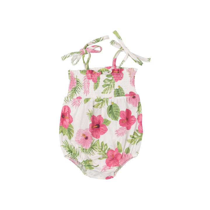 Tie Strap Smocked Bubble - Hibiscus by Angel Dear