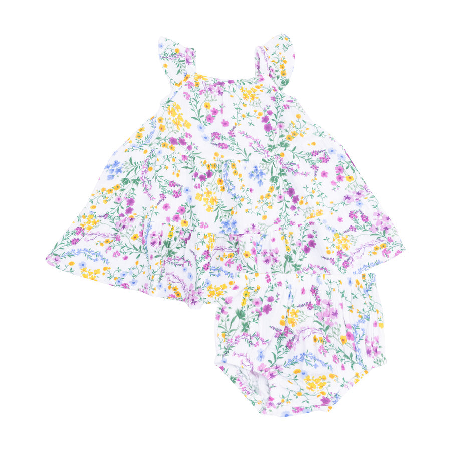 Twirly Sundress & Diaper Cover - Cottage Climbing Floral by Angel Dear