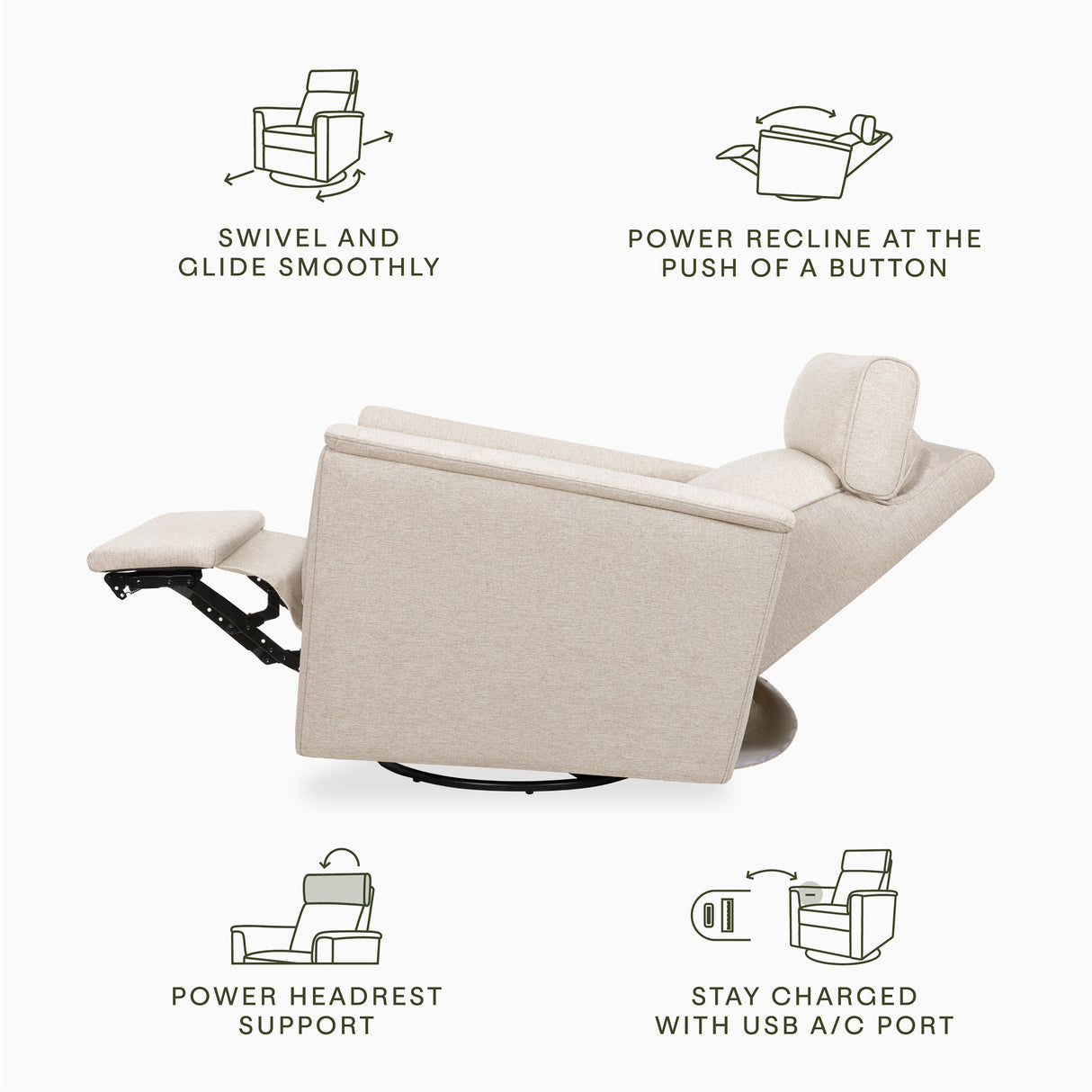 Namesake Willa Plus Power Glider Recliner + Power Headrest