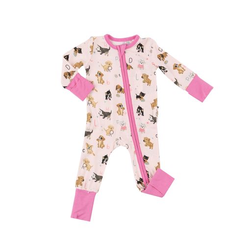 2-Way Zipper Romper - Pink Puppy Alphabet by Angel Dear