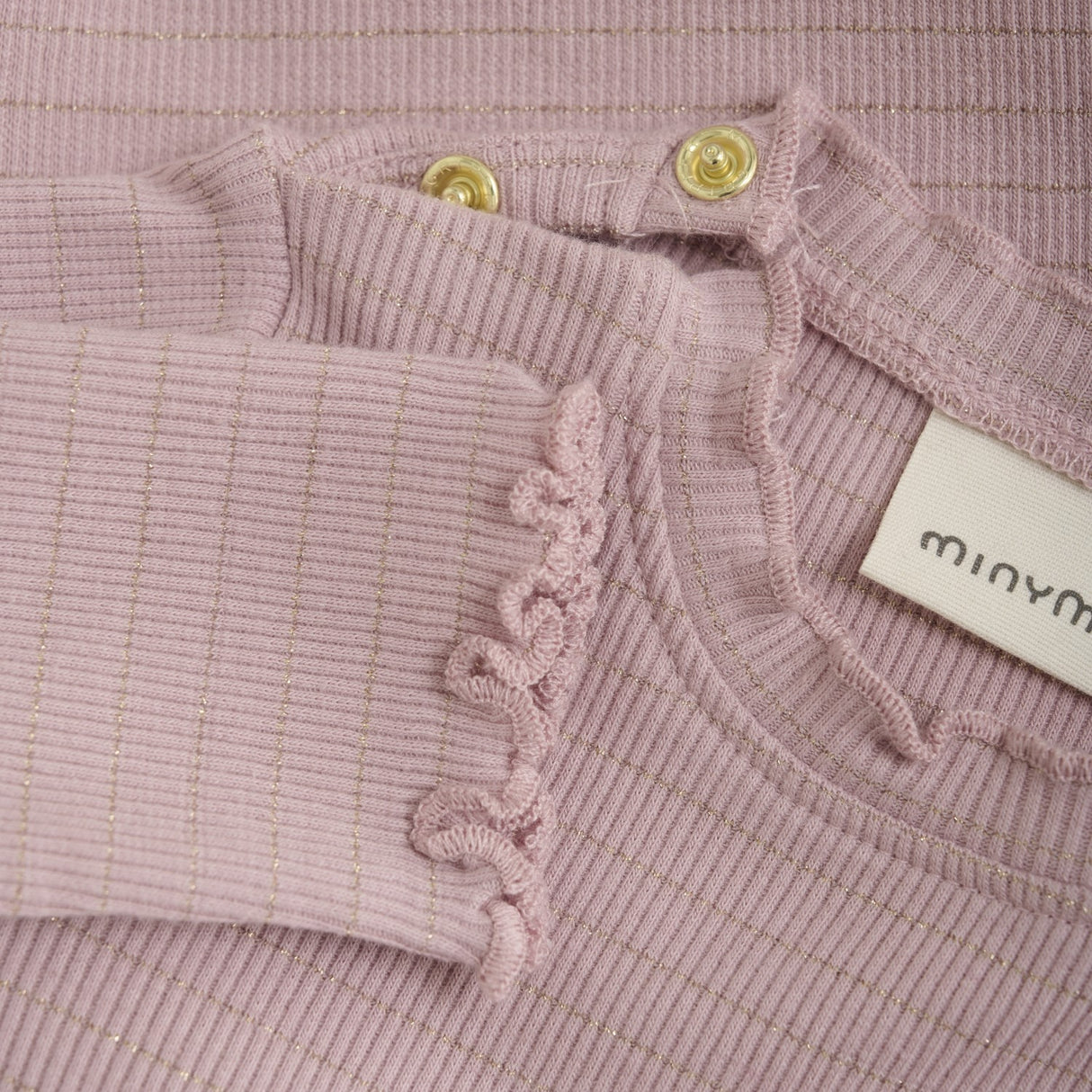 Ribbed Stripe Bodysuit - Pale Mauve by Minymo