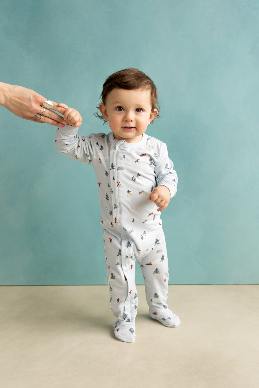 Winter on Blue Footie by Coccoli