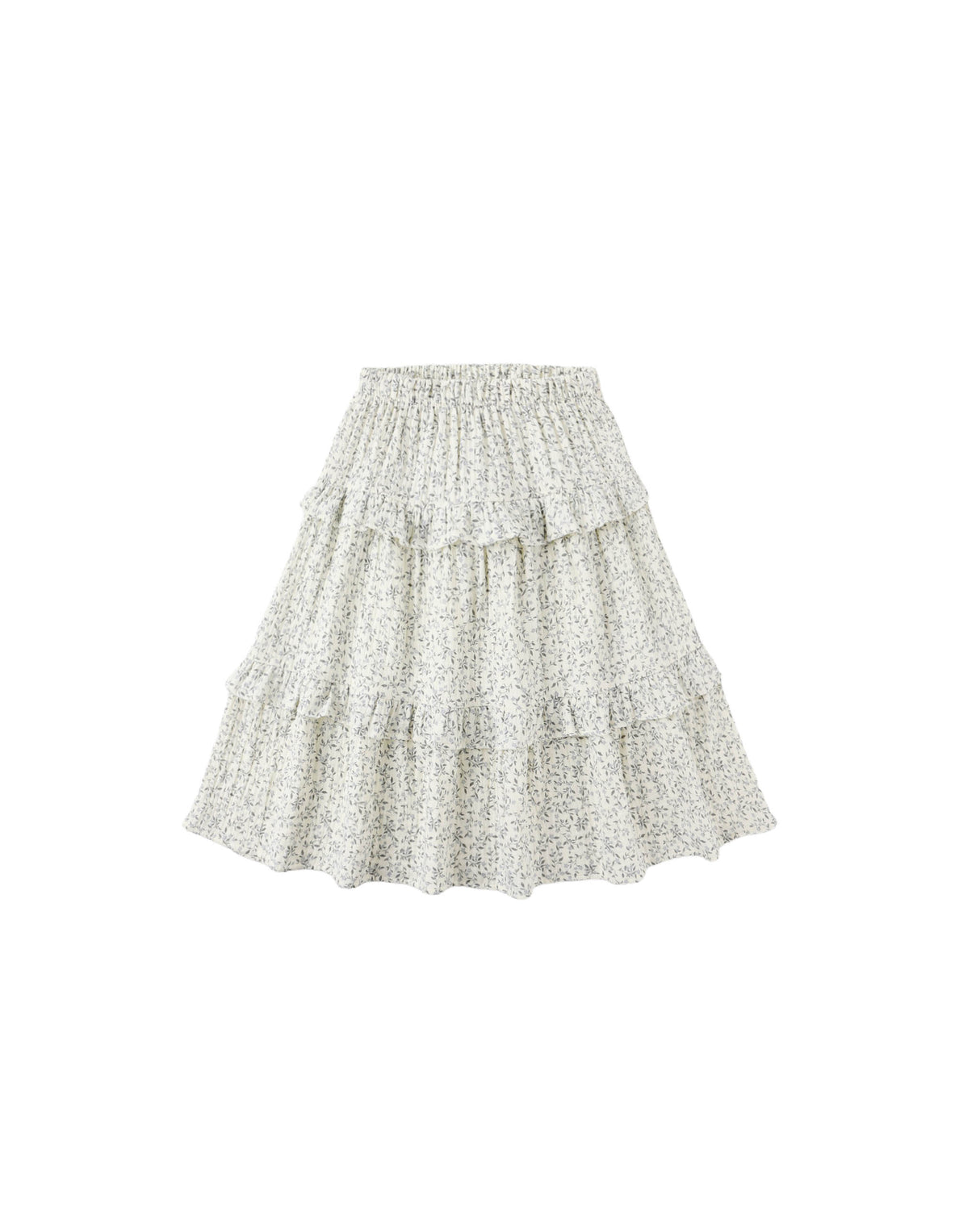 Ruffled Midi Skirt || Blue Vines by Rylee + Cru
