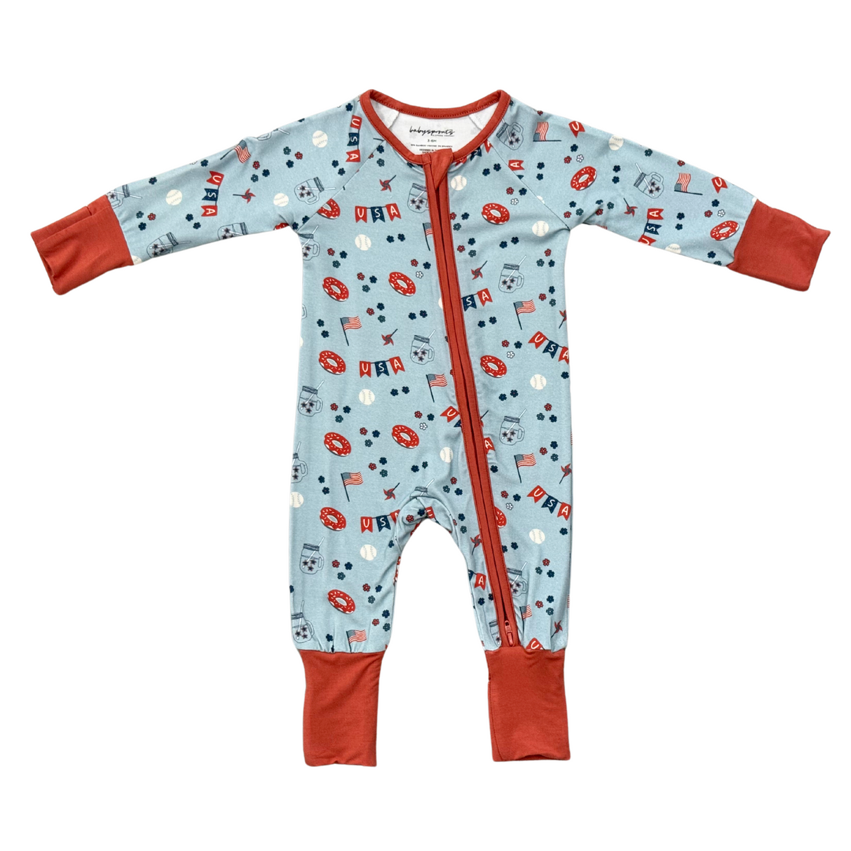 Long Sleeve Zip Romper- Summer USA by Babysprouts