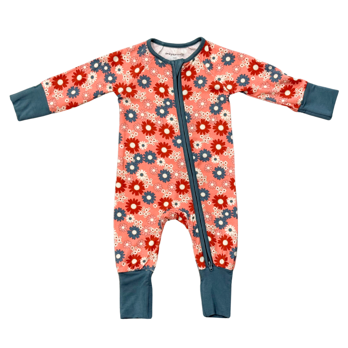 Long Sleeve Zip Romper- Zoey Daisy by Babysprouts