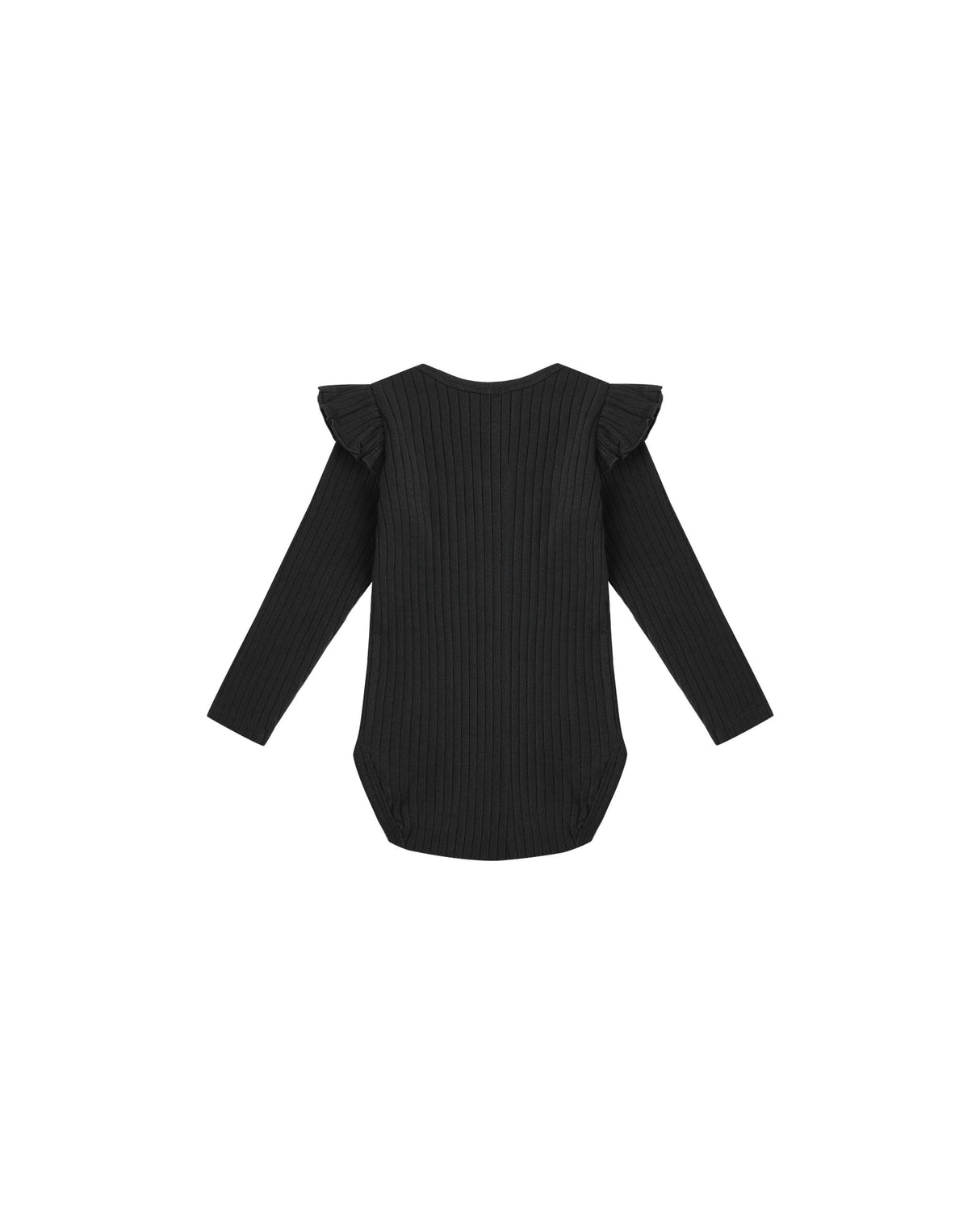 Shoulder Ruffle Bodysuit || Black by Rylee + Cru