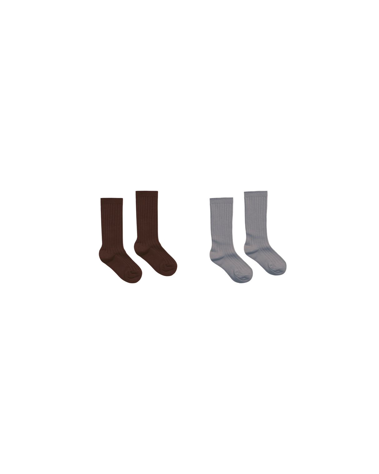 Ribbed Socks, 2-pack | Brown, Dusty Blue by Rylee + Cru