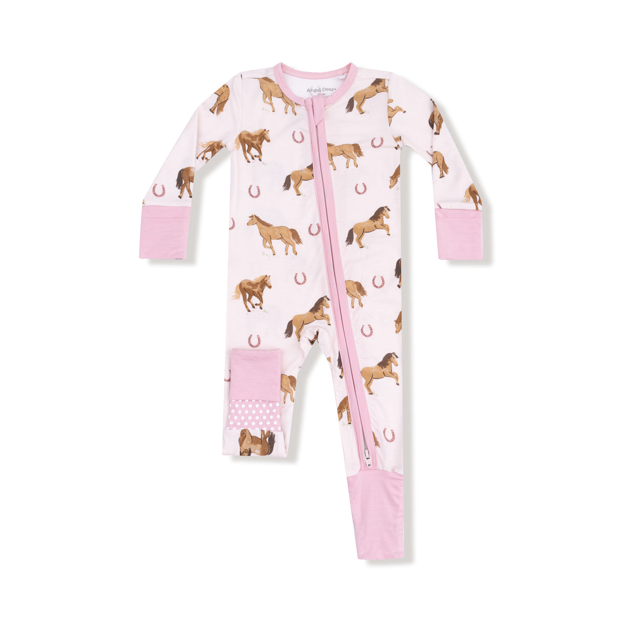 Horses - Pink - 2 Way Zipper Romper by Angel Dear