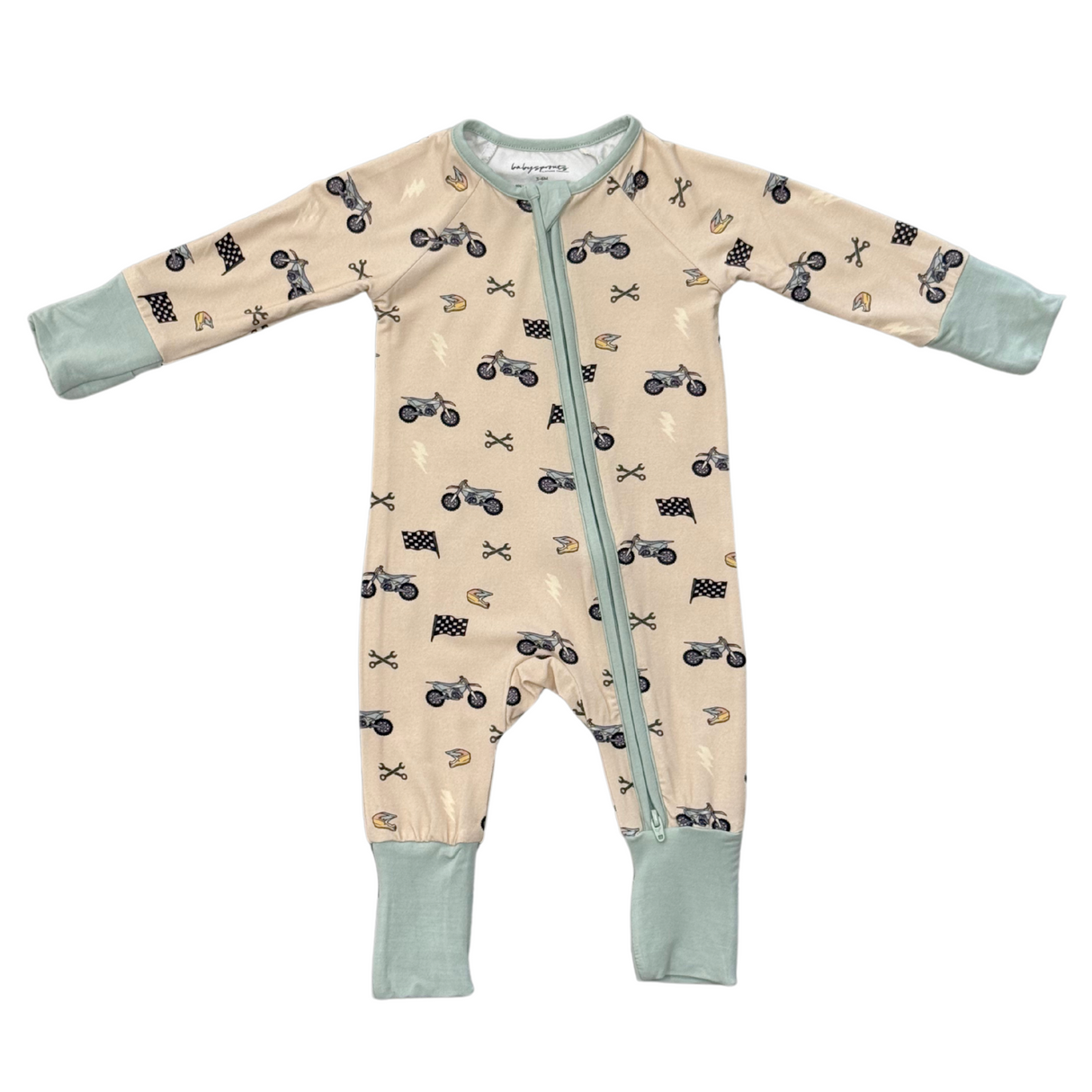 Long Sleeve Zip Romper- Dirt Bikes by Babysprouts