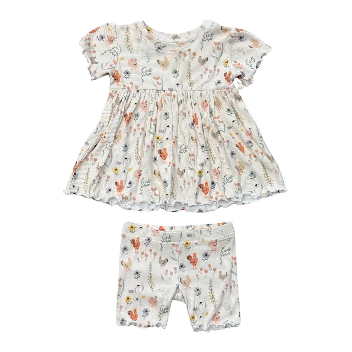 Girl's Babydoll Set- Floral Chickens by Babysprouts