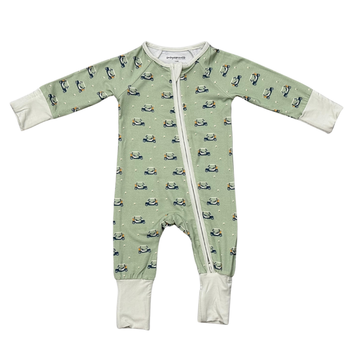 Baby Long Sleeve Zip Romper- Golf Cart by Babysprouts