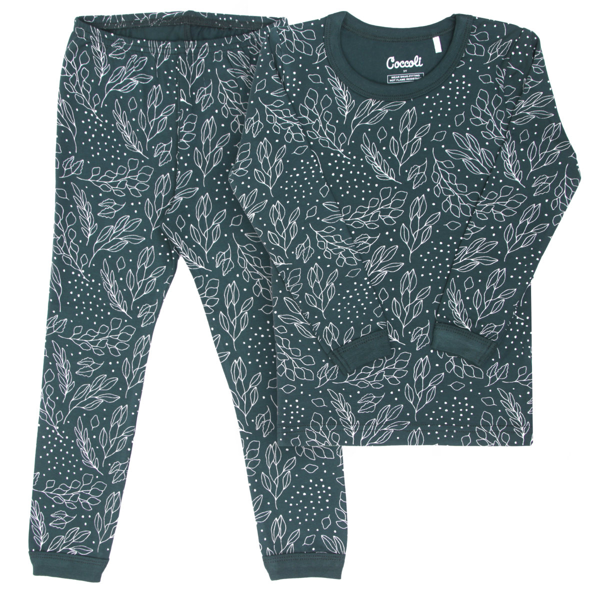 Long Sleeve Pajama - Green Leaves by Coccoli