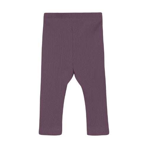 Ribbed Leggings - Black Plum by Minymo