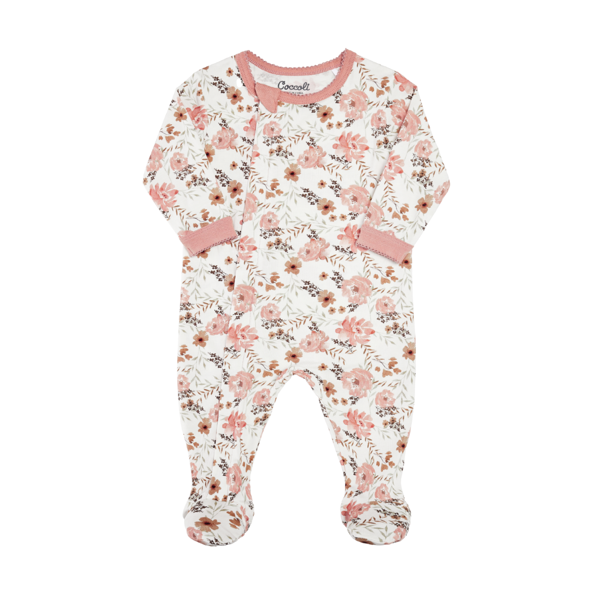 Zipper Footie - Cream Floral by Coccoli