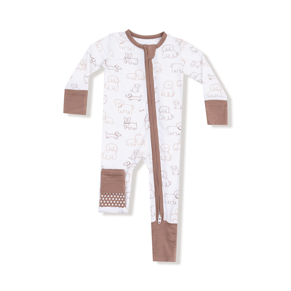 Neutral Pups - 2 Way Zipper Romper by Angel Dear