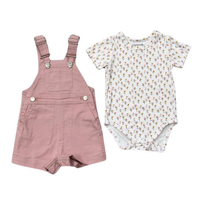 Cotton Overalls Set- Spring Mauve by Babysprouts
