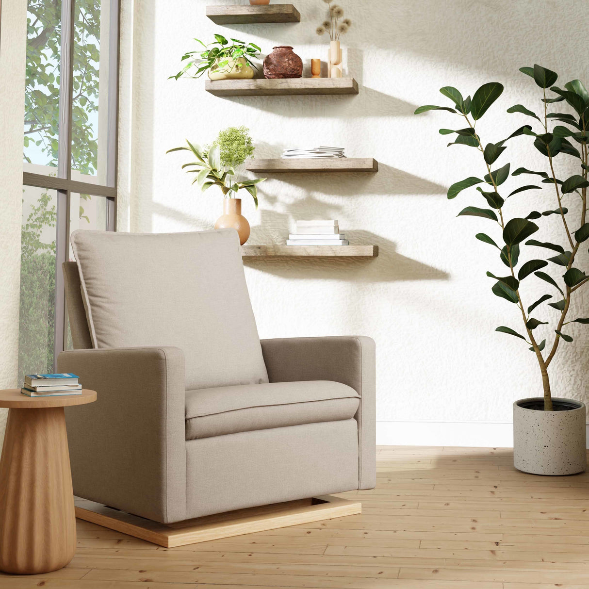 Babyletto Cali Pillowback Chair and a Half Glider in Eco-Performance Fabric | Water Repellent & Stain Resistant