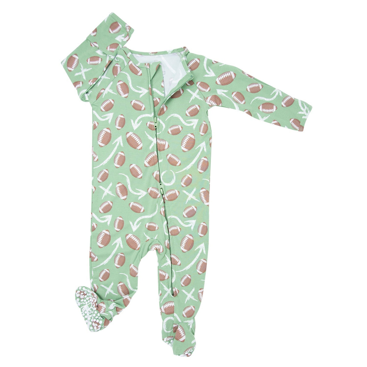 Zipper Footie in Football by Sweet Bamboo
