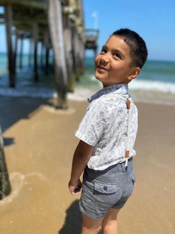 Me & Henry - Captain Shorts with Suspenders - Grey Gauze