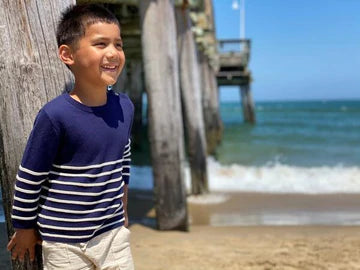 Me & Henry - Breton Baby Sweater - Navy/Cream Stripe