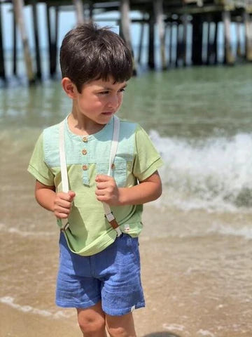 Me & Henry - Captain Shorts with Suspenders - Blue Gauze