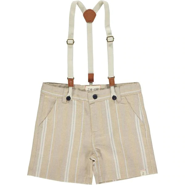 Me & Henry - Captain Shorts with Suspenders - Beige Herringbone