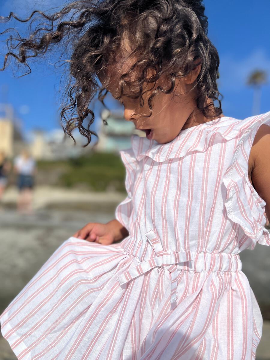 Sandy Romper in Pink Stripe by Vignette