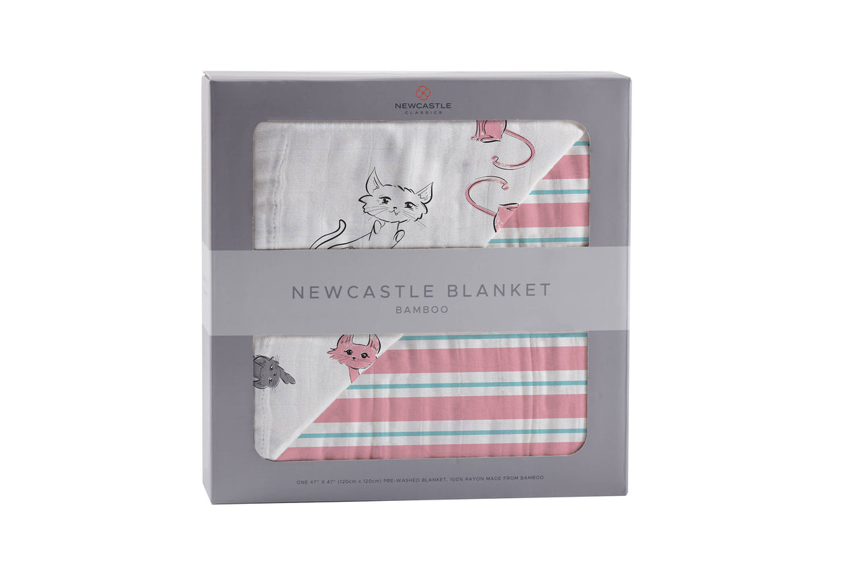 Newcastle Classics - Playful Kitty and Candy Stripe Newcastle Blanket