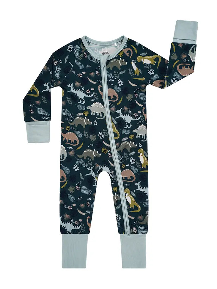 Prehistoric Dinosaur Bamboo Convertible Footed Baby Pajamas by Emerson & Friends