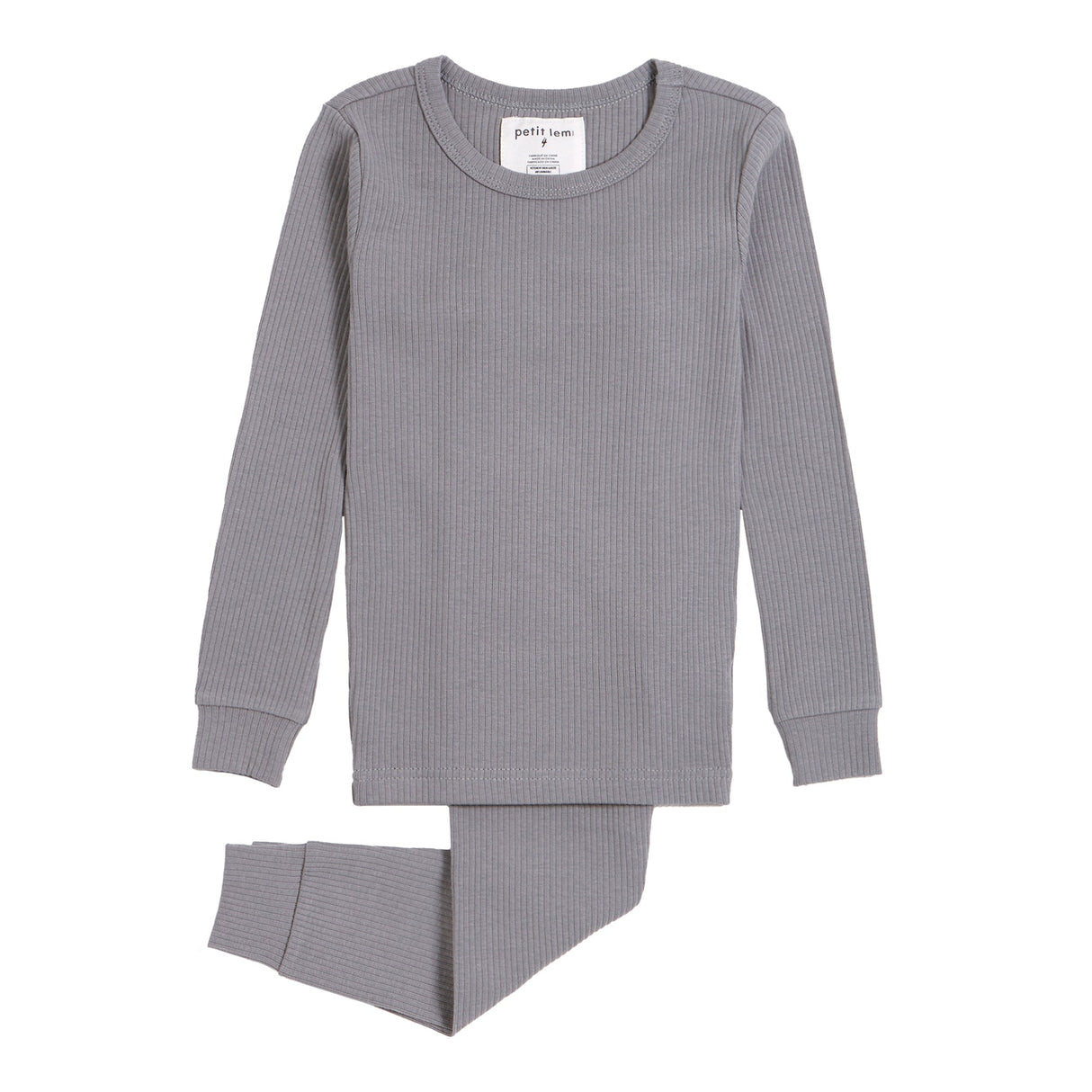 Red Rock Modal Rib Infant PJ Set in Grey Dust by Petit Lem
