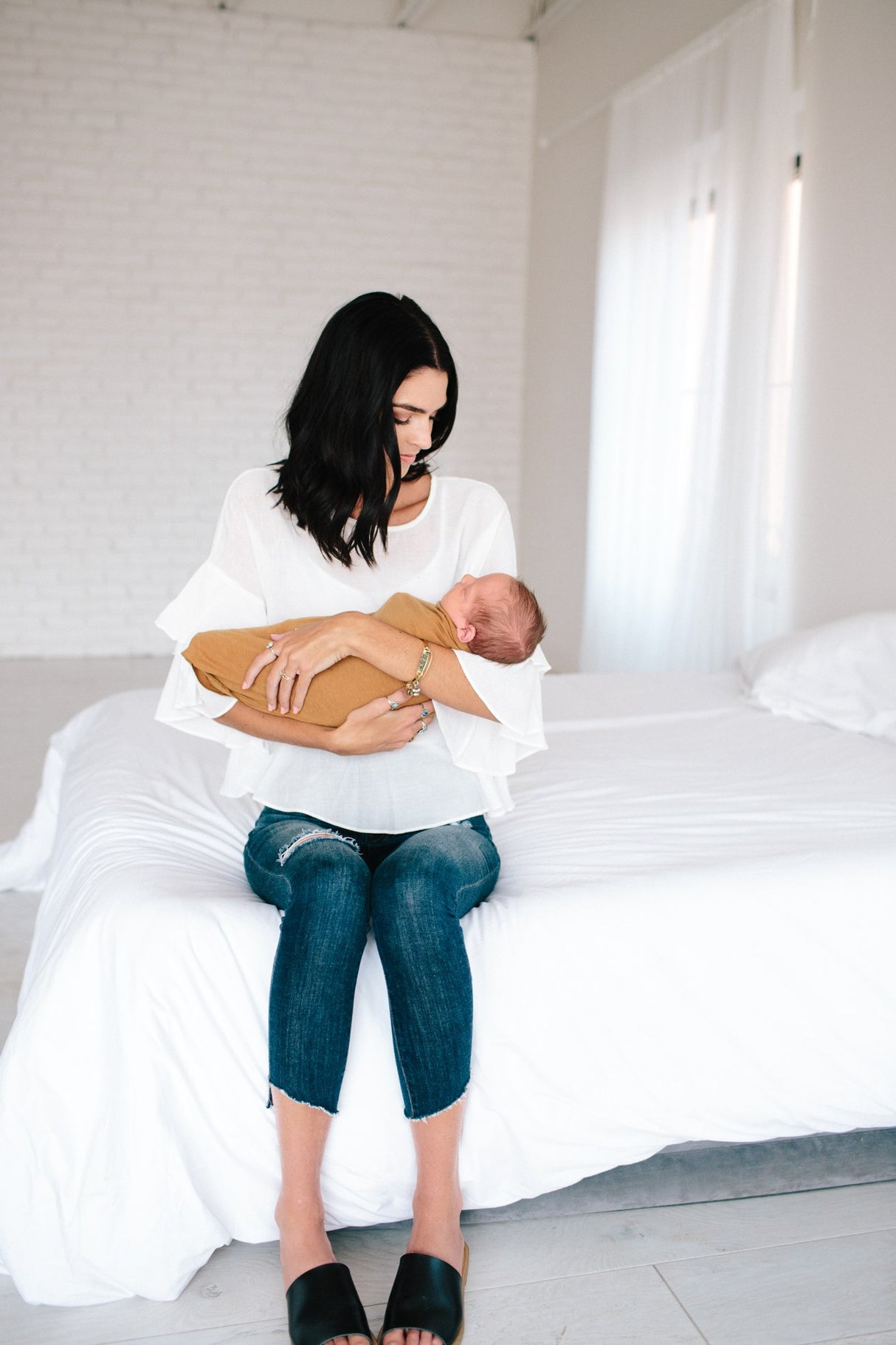 Knit Swaddle Blanket in Camel by Copper Pearl