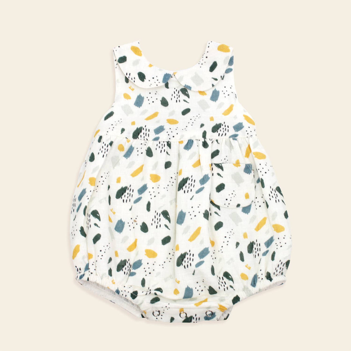 Viverano Organics - Bloom Peter Pan Collar Criss Cross Bubble Romper (Organic)