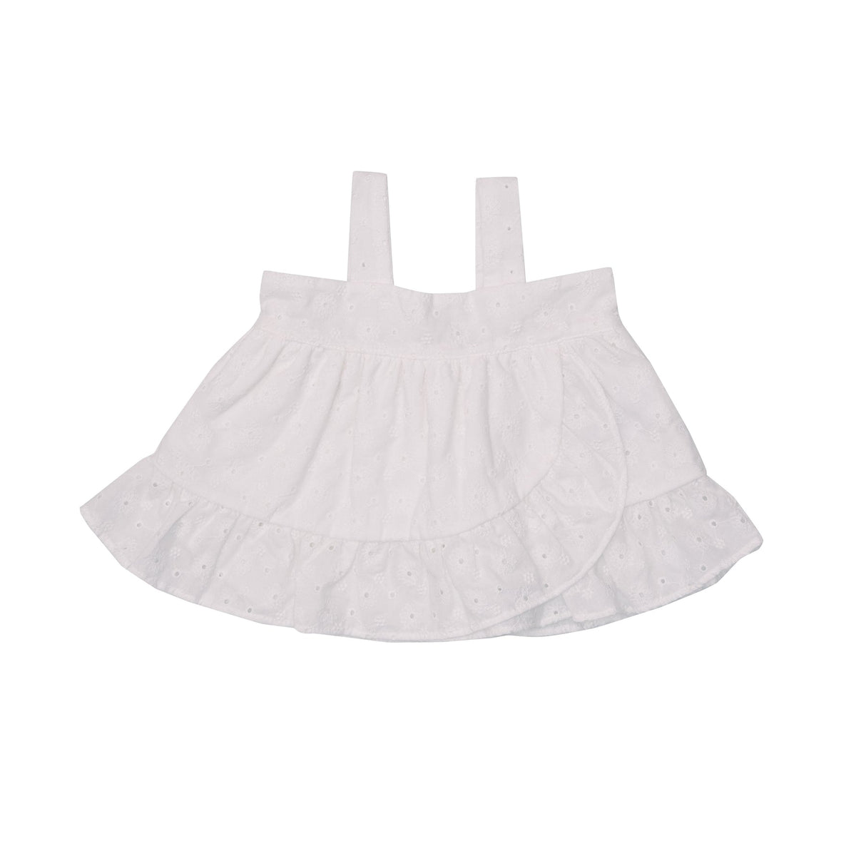 Wrap Ruffle Top & Ruffle Leg Diaper Cover in Eyelet White by Angel Dear
