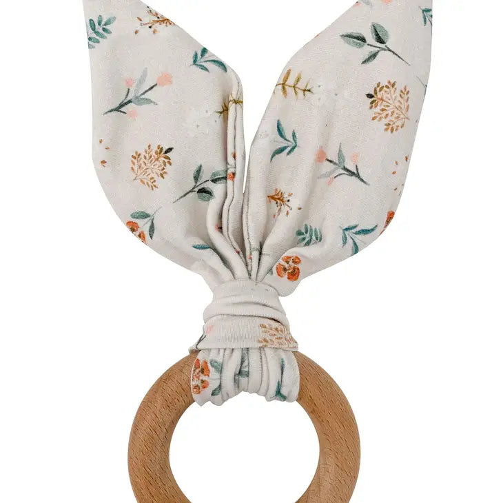 Crinkle Bunny Ears Teether in Poppy by Chewable Charm