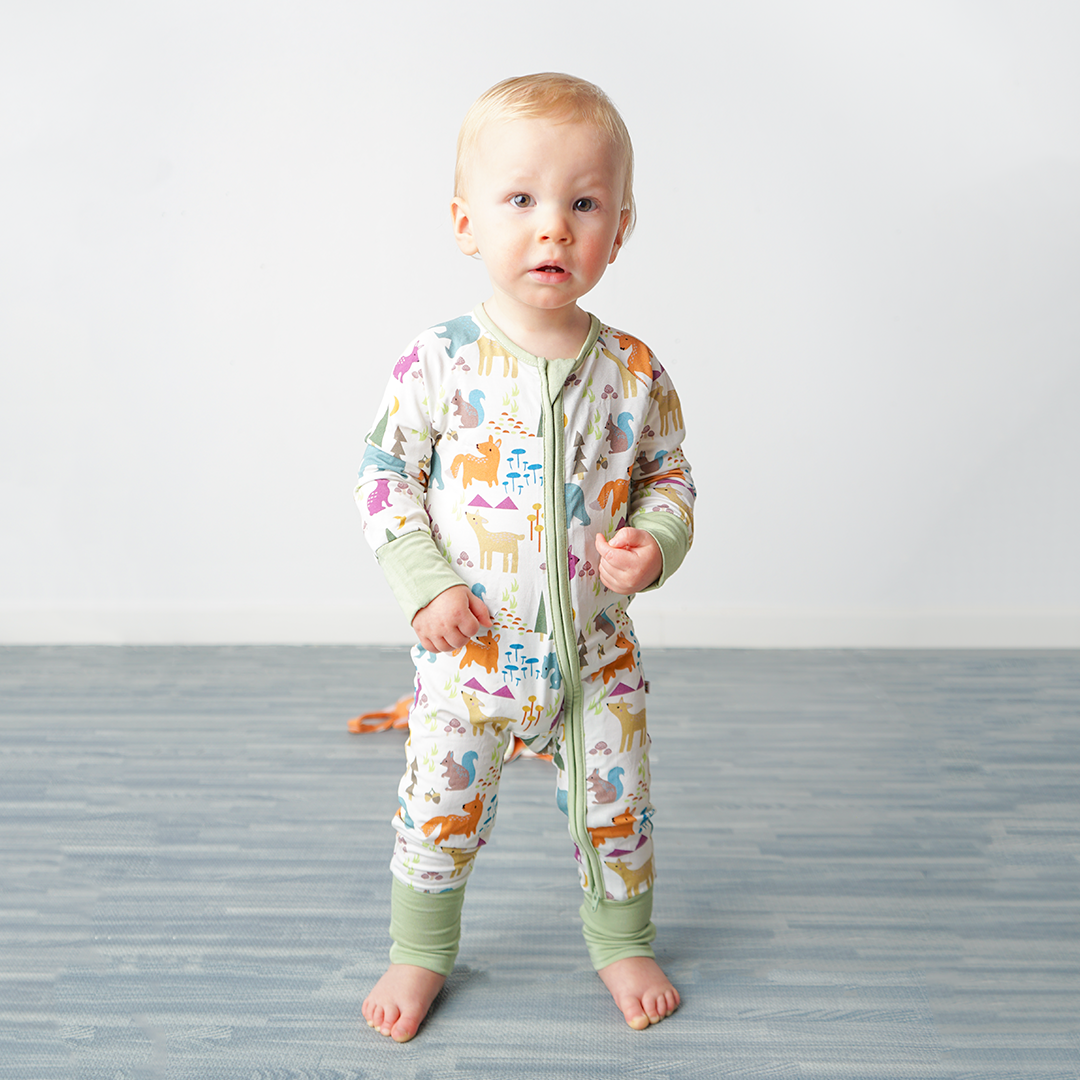 Forest Friends Animals Bamboo Convertible Footie Pajama by Emerson & Friends