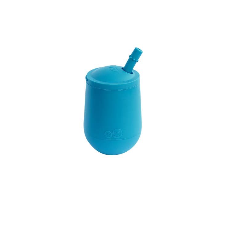 Silicone Mini Cup + Straw Training System in Blue by EZPZ
