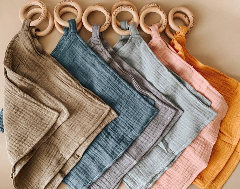 Muslin Teething Ring in Blush by Chewable Charm
