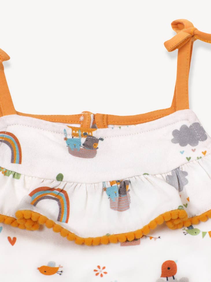 Balloon Pom-Pom & Tie Short Romper by Viverano Organics